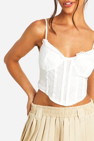 Lace Up Back Square Neck Lace Mix Corset