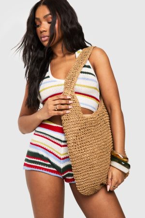 Slouchy Raffia Shoulder Bag