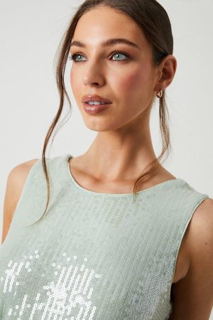 Cowl Back Sheer Sequin Bridesmaid Dress