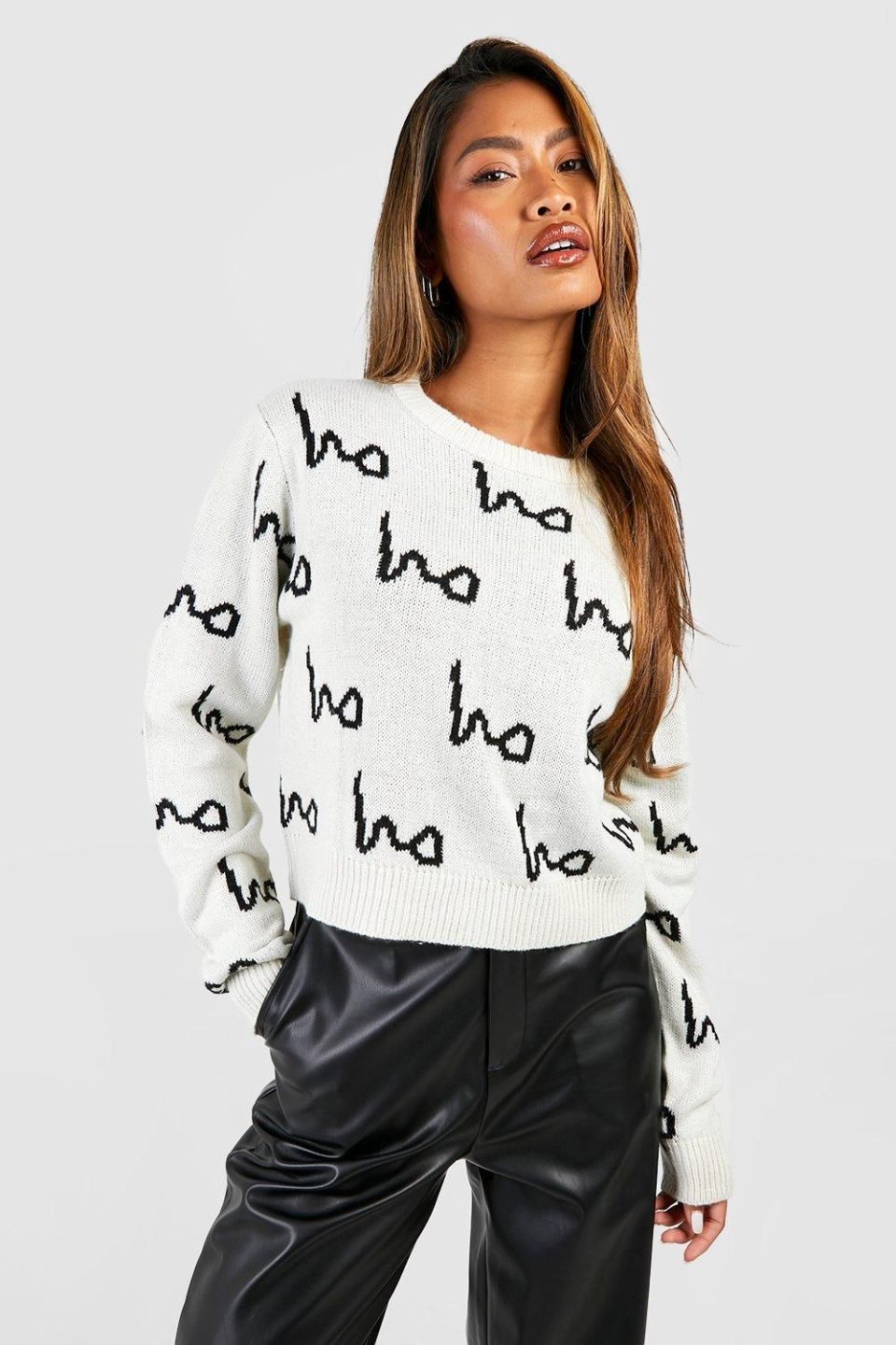 Ho Ho Ho All Over Print Crop Christmas Jumper