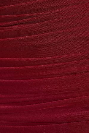 Mesh Twist Strap Halterneck Ruched Midaxi Dress