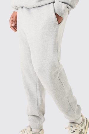 Plus Basic Slim Fit Joggers In Grey Marl