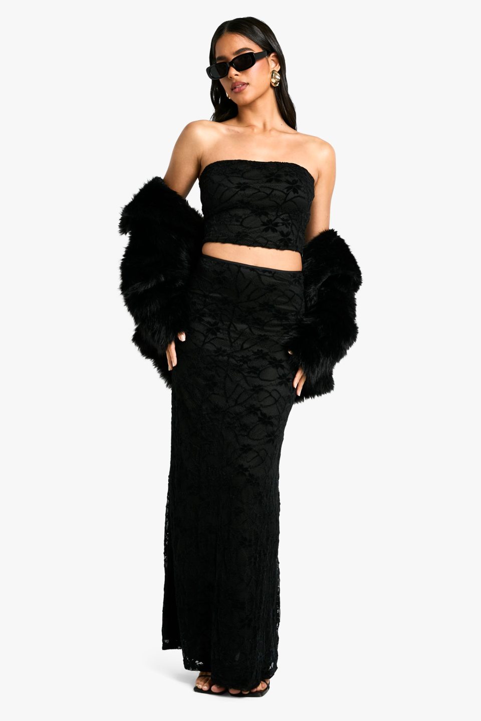Velvet Lace Bias Maxi Skirt
