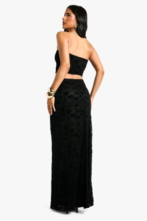 Velvet Lace Bias Maxi Skirt