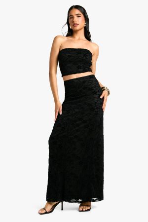 Velvet Lace Bias Maxi Skirt