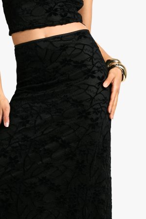 Velvet Lace Bias Maxi Skirt