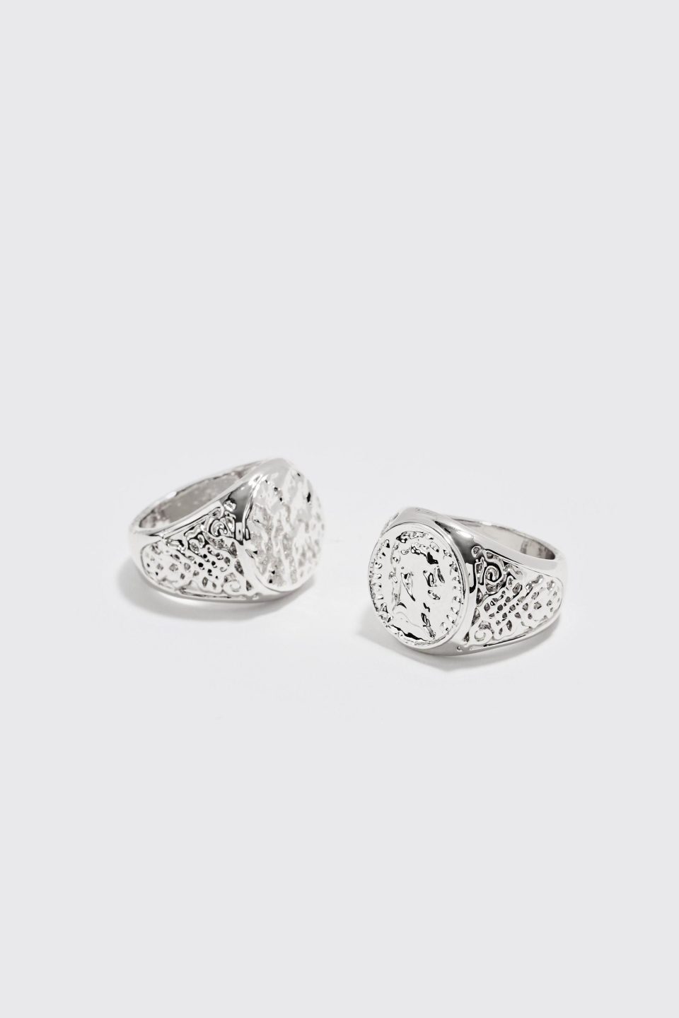 2 Pack Signet Rings In Silver