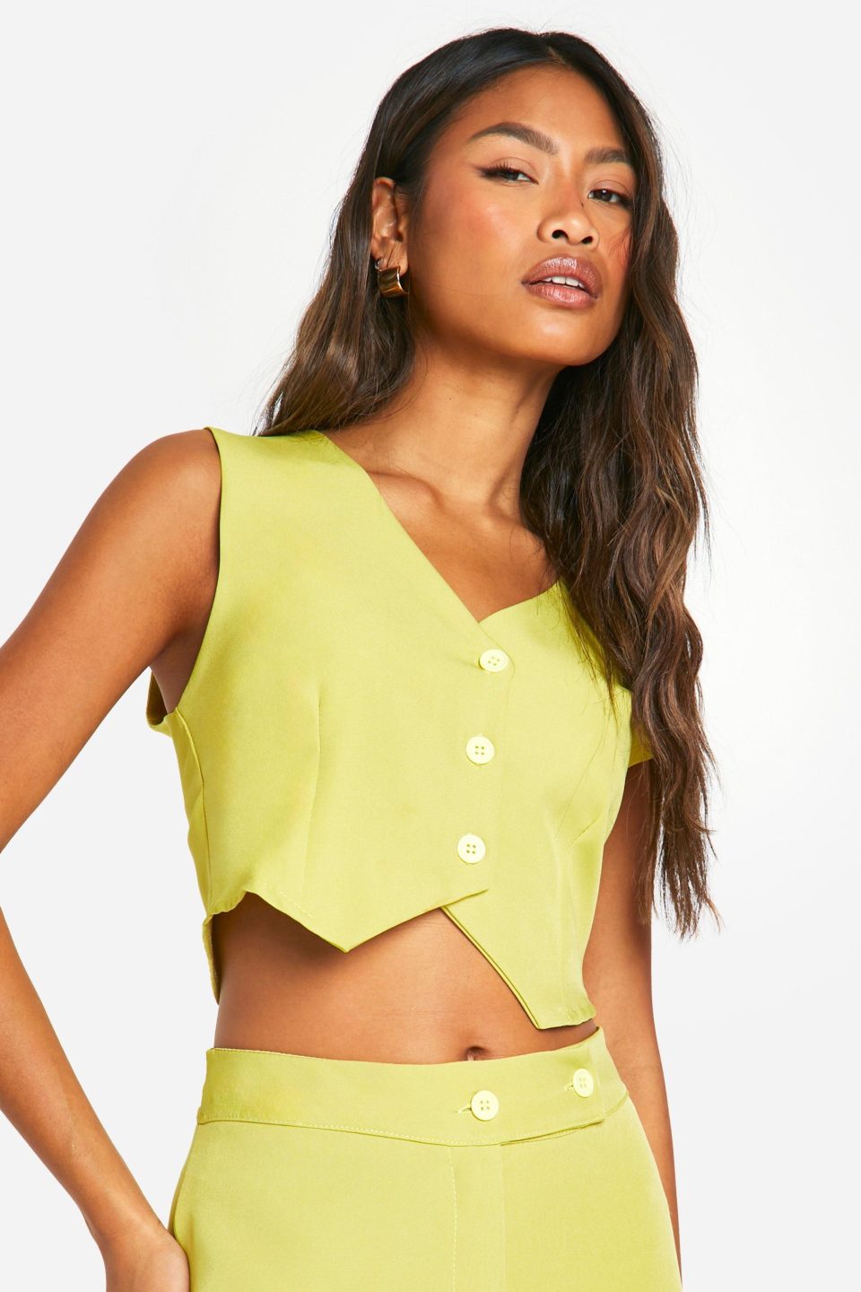 Woven Fitted Cropped Waistcoat