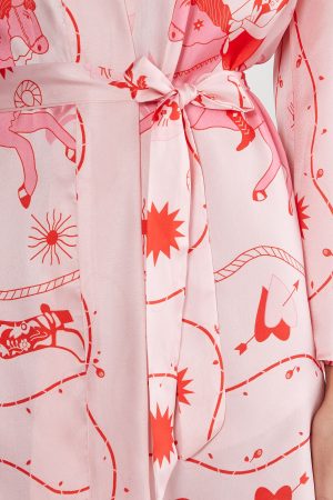 Satin Western Placement Print Robe