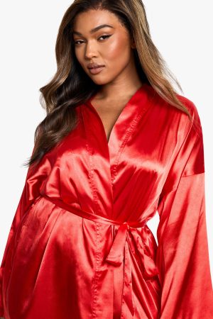 Plus Satin Robe