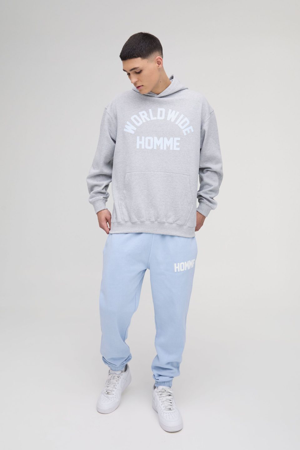 Oversized Worldwide Hi-Lo Washed Hooded Tracksuit