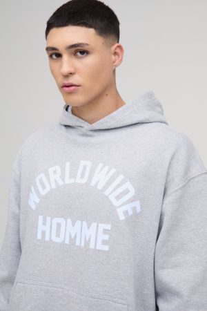 Oversized Worldwide Hi-Lo Washed Hooded Tracksuit