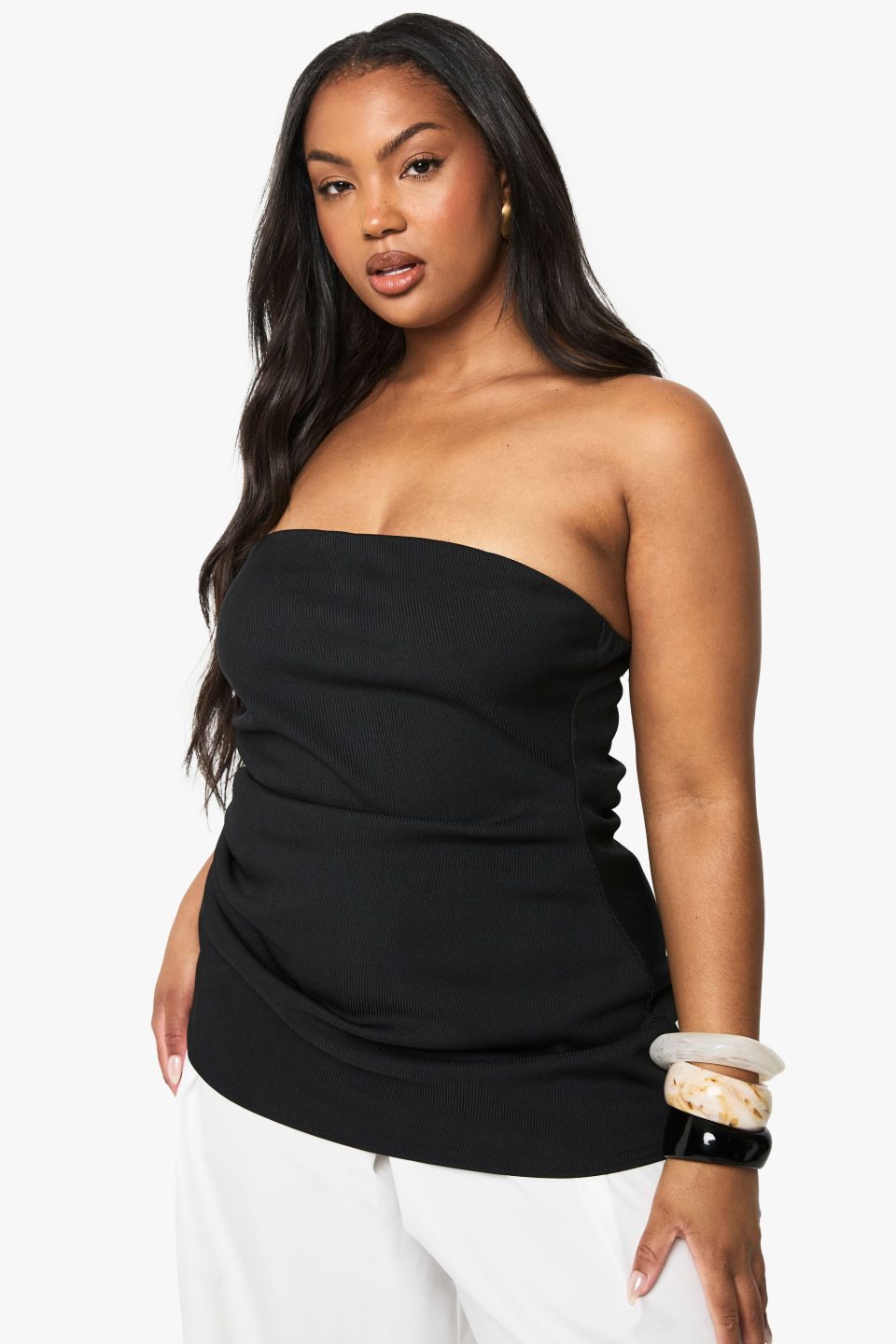 Plus structured draped bandeau top