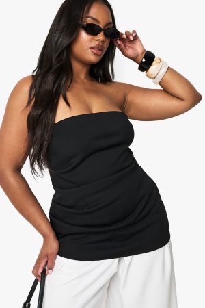 Plus structured draped bandeau top