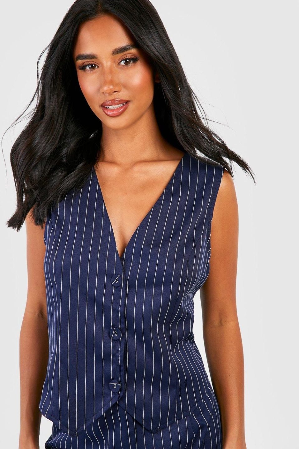 Petite Pinstripe Boxy Waistcoat