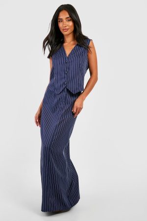 Petite Pinstripe Boxy Waistcoat