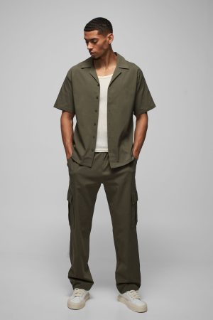 Oversized Revere Bengaline Shirt & Cargo Trouser Set