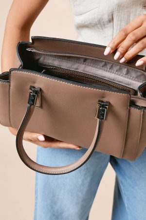 Rowan Faux Leather Tote Bag With Multi Internal Pockets