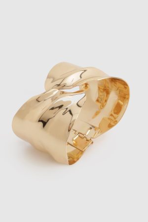 Chunky Hammered Gold Bangle