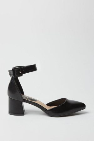 Davis Covered Buckle Two Part Low Heel Court Shoes