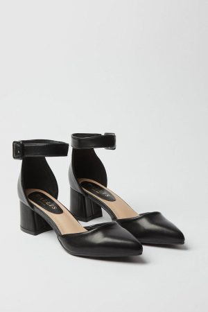 Davis Covered Buckle Two Part Low Heel Court Shoes