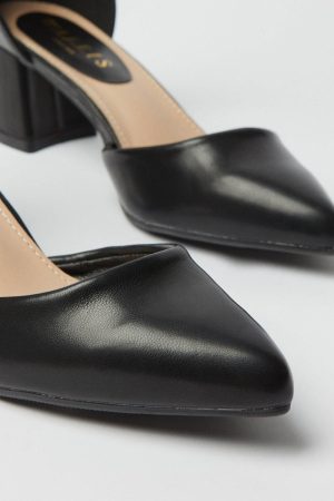 Davis Covered Buckle Two Part Low Heel Court Shoes