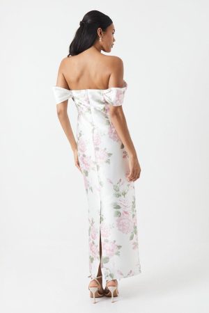 Peony Printed Twill Column Bridesmaid Dress