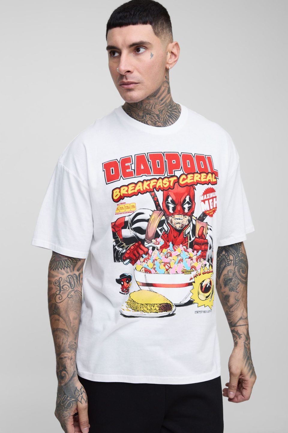 Tall Oversized Deadpool Cereal License Print T-shirt