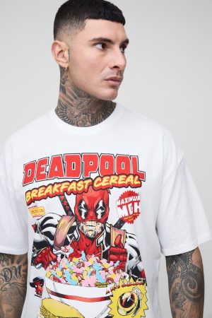 Tall Oversized Deadpool Cereal License Print T-shirt