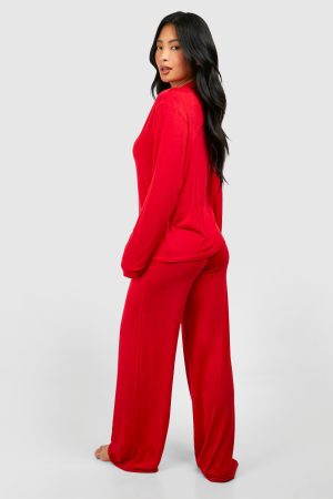 Petite Long Sleeve Shirt & Trousers Pyjama Set