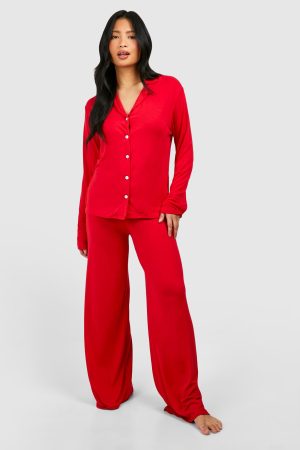 Petite Long Sleeve Shirt & Trousers Pyjama Set