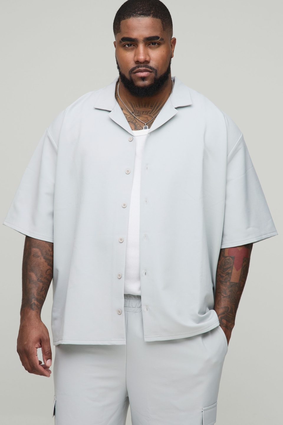 Plus Oversized Technical Stretch Revere Shirt