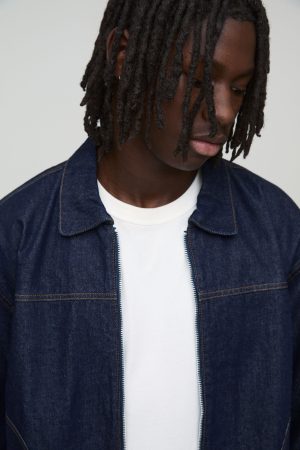 Boxy Contrast Stitch Denim Jacket