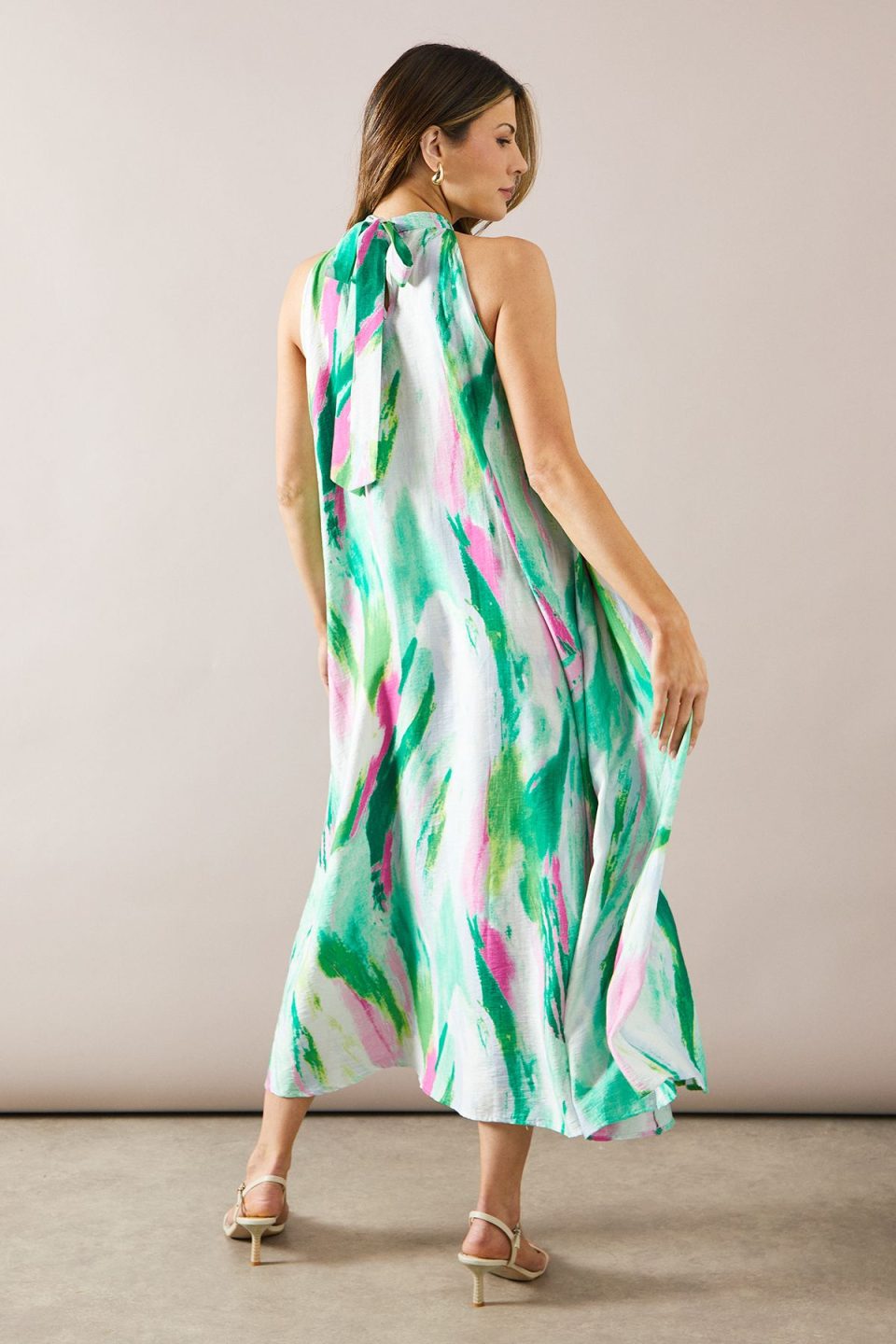 Abstract Print Maxi Swing Dress