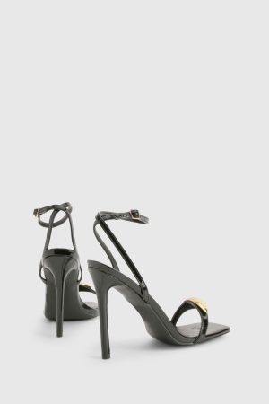 Square Toe Metal Trim Stiletto Heels