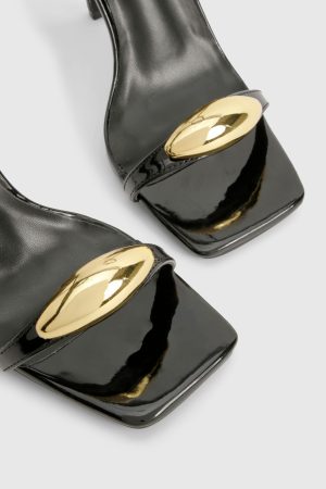 Square Toe Metal Trim Stiletto Heels