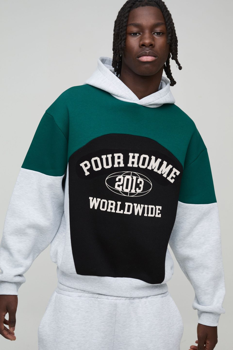 Oversized Boxy Colour Block Pour Homme Hoodie