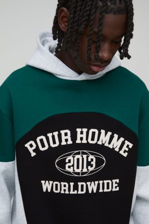Oversized Boxy Colour Block Pour Homme Hoodie