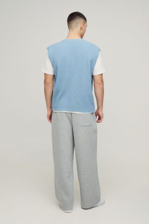 Boxy Ribbed Contrast Button Knitted Vest
