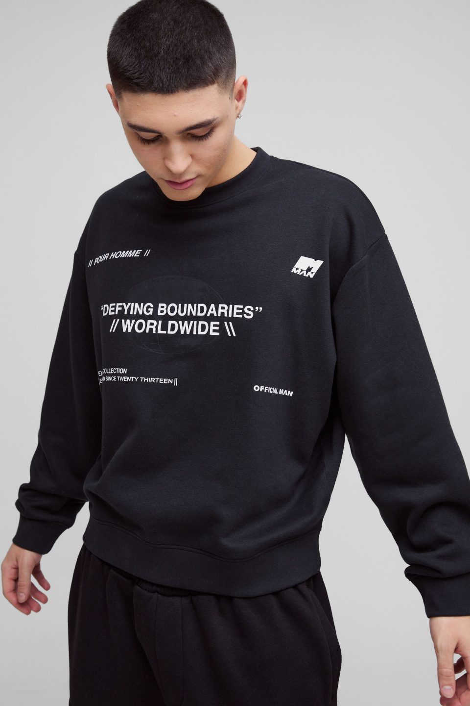 Oversized Boxy Multi Branded Print Sweatshirt