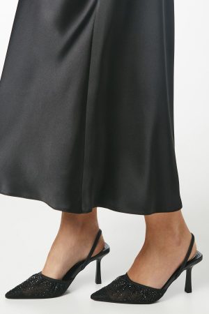Sadie Diamante Mesh Slingback Pointed Court Shoes