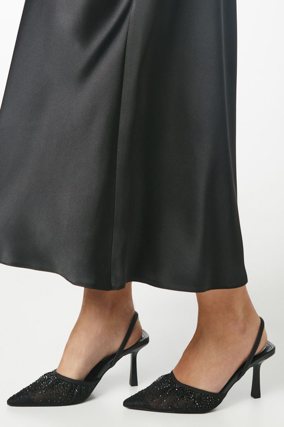 Sadie Diamante Mesh Slingback Pointed Court Shoes