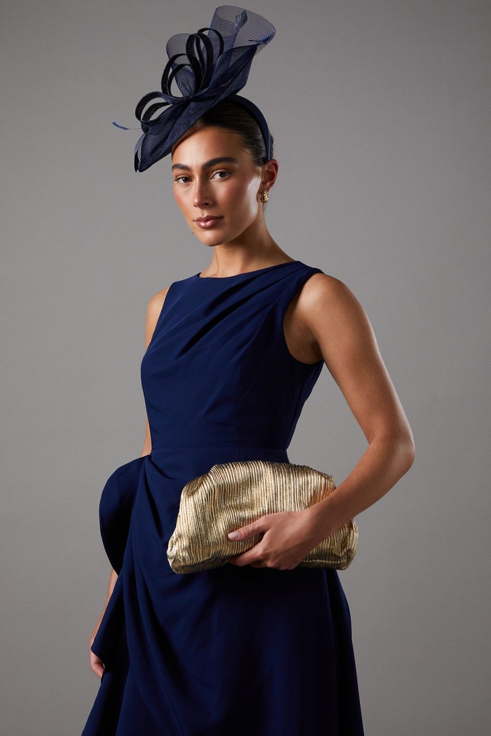 Oak Metallic Ruched Clutch Bag