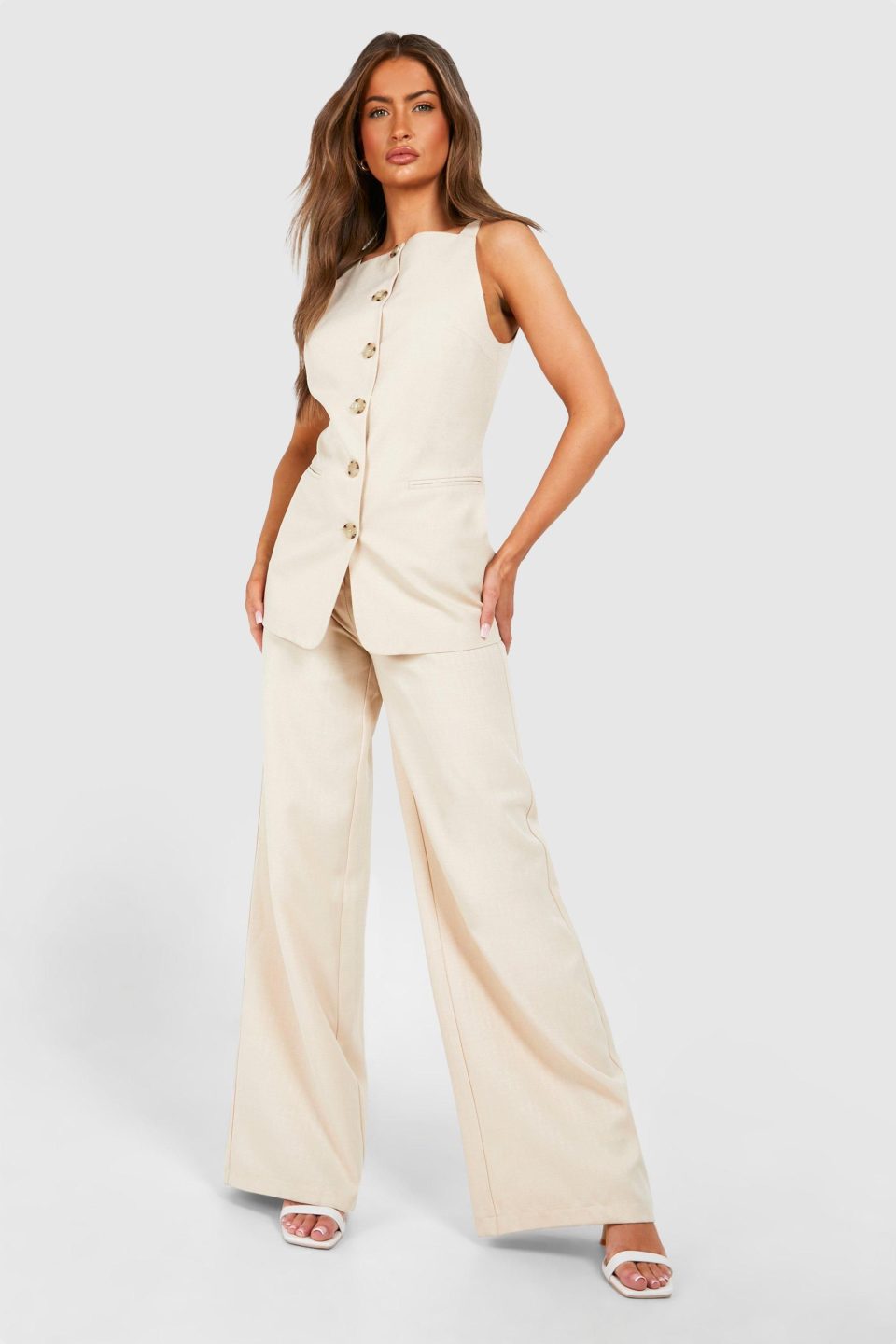 Textured Wide Leg Trousers