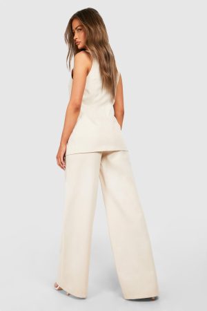 Textured Wide Leg Trousers