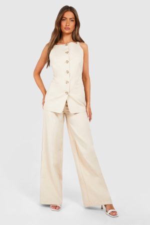 Textured Wide Leg Trousers