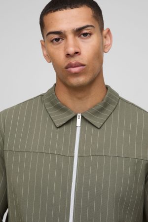 Regular Fit Stripe Harrington Jacket