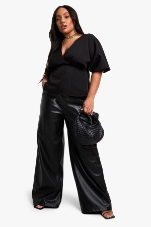 Plus PLUNGE ANGEL SLEEVE SMOCK TOP
