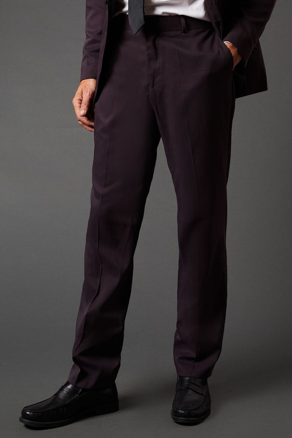 Burgundy Slim Fit Tuxedo Suit Trousers