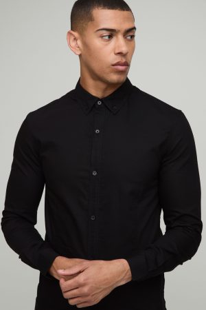 Slim Fit Button Down Collar Oxford Short Sleeve Shirt